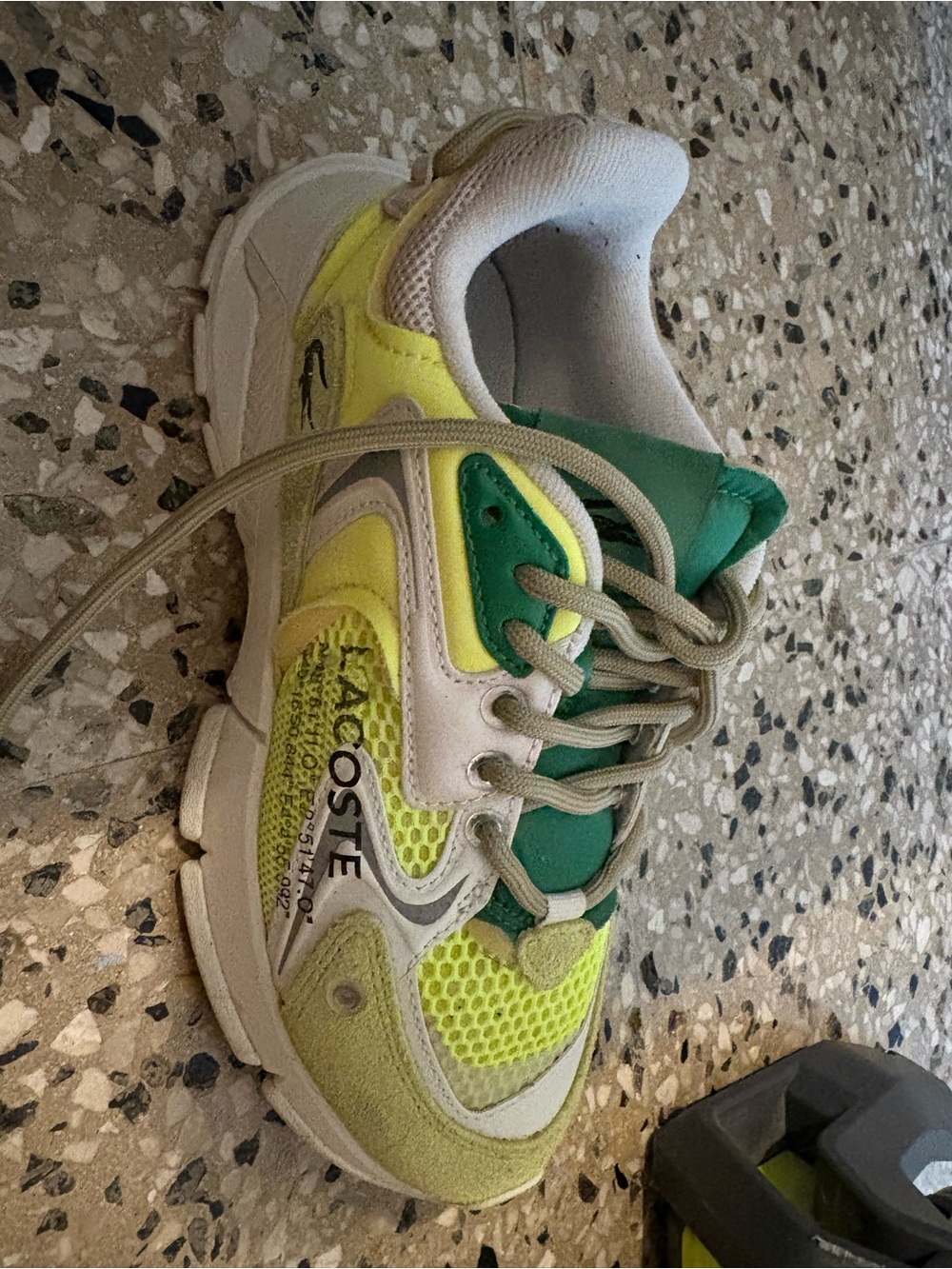 Lacoste Kids Neon Yellow and Green Lace-Up Sneakers